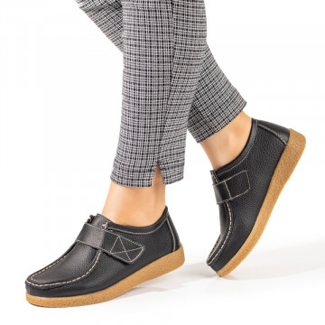 Pantofi casual negri dama cu talpa joasa din Piele naturala ZLZ06086, 1, elaza.ro