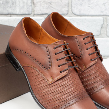 Pantofi eleganti barbati maro din Piele naturala ZLZ03971, 4, elaza.ro
