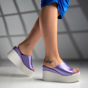 Papuci dama cu platforma mov din satin ZLZ09392, 1, elaza.ro