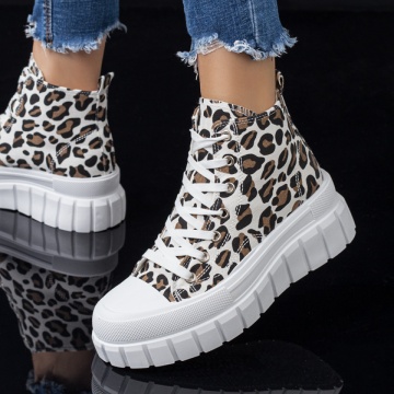 Ghete sport dama albe cu print ZLZ07850, 2, elaza.ro