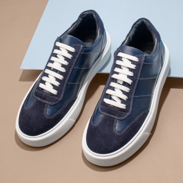 Pantofi casual barbati din Piele Naturala albastri cu talpa alba ZLZ11912, 1, elaza.ro