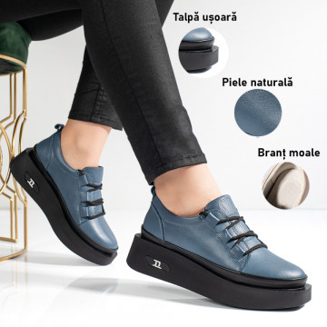 Pantofi casual dama albastri din Piele naturala ZLZ11125, 1, elaza.ro