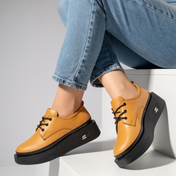 Pantofi casual dama galbeni din Piele naturala ZLZ10461, 5, elaza.ro