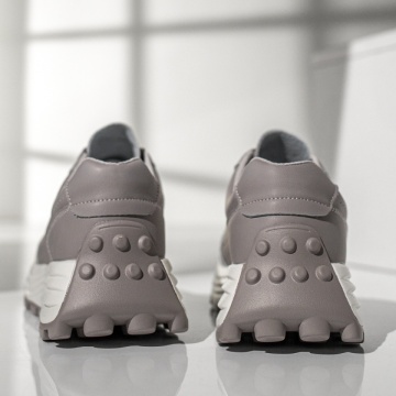 Pantofi sport dama cu siret gri din Piele naturala ZLZ12976, 2, elaza.ro
