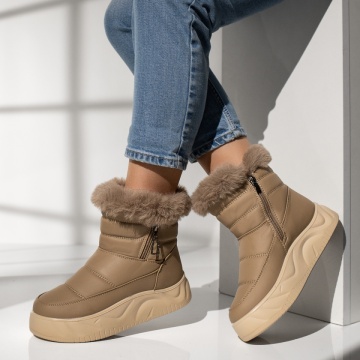 Cizme dama cu talpa groasa si fermoar khaki ZLZ13994, 1, elaza.ro