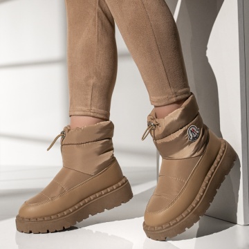 Cizme impermeabile scurte dama cu siret elastic maro ZLZ12845, 1, elaza.ro