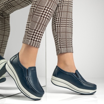 Pantofi casual dama cu platforma albastri din Piele naturala ZLZ13032, 1, elaza.ro