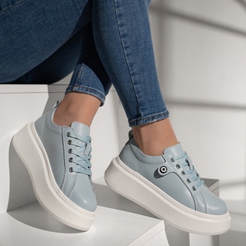 Pantofi casual dama cu talpa groasa albastri din Piele naturala ZLZ11353, 1, elaza.ro