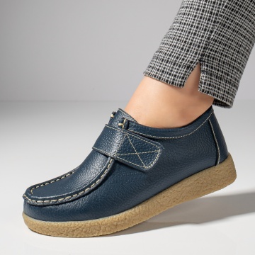 Pantofi casual dama cu talpa joasa din Piele naturala albastri ZLZ06086, 1, elaza.ro