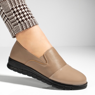 Pantofi casual dama cu varf lucios bej ZLZ10106, 1, elaza.ro