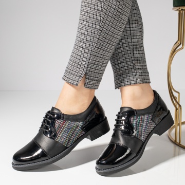 Pantofi casual dama negri cu pietre aplicate din Piele naturala ZLZ06425, 2, elaza.ro