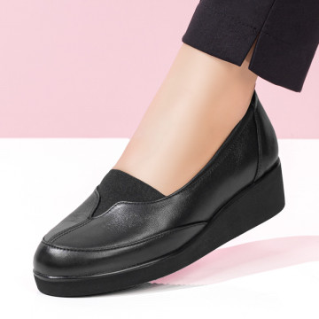 Pantofi dama casual cu platforma negri din Piele naturala ZLZ03550, 1, elaza.ro