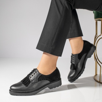 Pantofi dama casual negri Piele naturala ZLZ06412, 2, elaza.ro