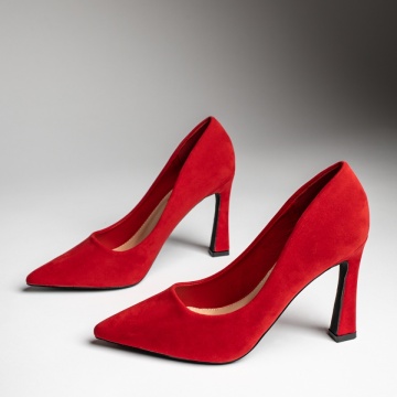 Pantofi dama cu toc subtire rosu suede ZLZ13041, 2, elaza.ro
