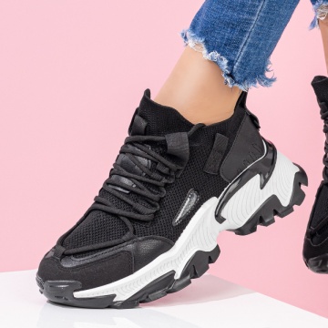 Pantofi dama sport cu talpa groasa negri ZLZ08100, 1, elaza.ro