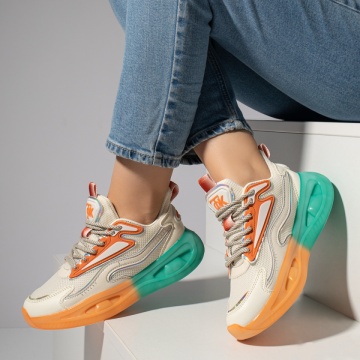 Pantofi sport dama albi cu portocaliu ZLZ12224, 2, elaza.ro