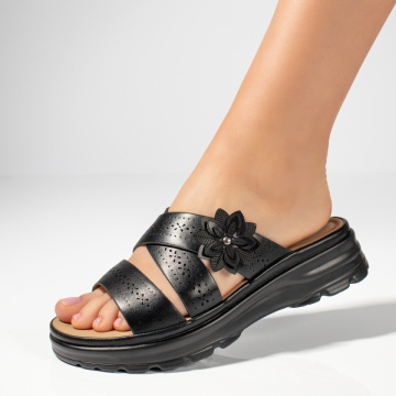 Papuci casual dama cu talpa groasa negri ZLZ13360, 2, elaza.ro