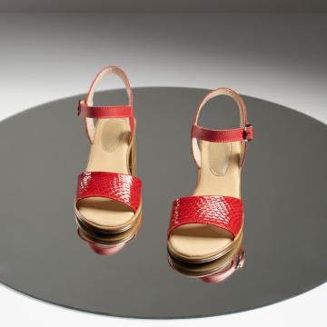 Sandale cu toc gros rosii dama din Piele naturala ZLZ09689, 2, elaza.ro