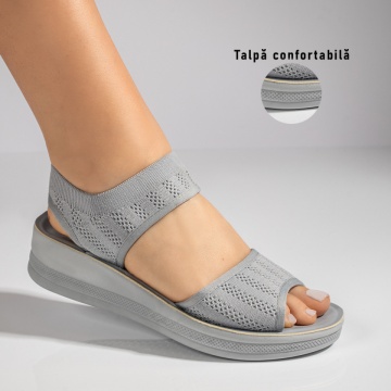 Sandale dama cu platforma din material textil gri ZLZ11521, 2, elaza.ro