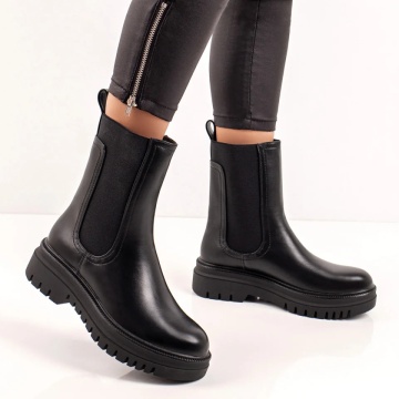 Ghete dama negre cu insertii de material elastic ZLZ06387, 2, elaza.ro