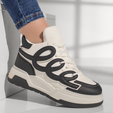 Ghete sport dama cu fermoar alb cu negru ZLZ10857, 1, elaza.ro