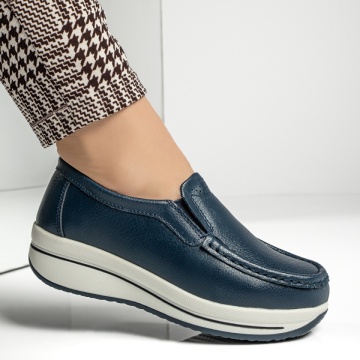 Pantofi casual dama cu platforma albastri din Piele naturala ZLZ13032, 2, elaza.ro