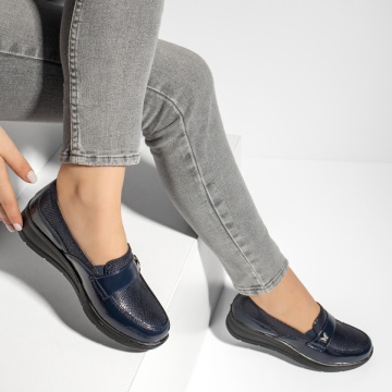 Pantofi casual dama cu platforma si accesoriu metalic albastri ZLZ13154, 1, elaza.ro