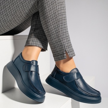 Pantofi casual dama cu talpa joasa albastri din Piele naturala ZLZ12285, 2, elaza.ro