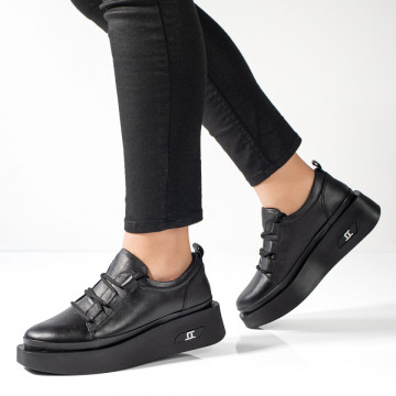 Pantofi casual dama negri din Piele naturala ZLZ11125, 2, elaza.ro
