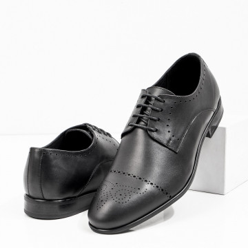 Pantofi eleganti barbati din Piele naturala negri ZLZ08311, 1, elaza.ro