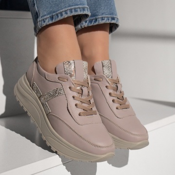 Pantofi sport dama cu imprimeu mov deschis din Piele naturala ZLZ12092, 1, elaza.ro