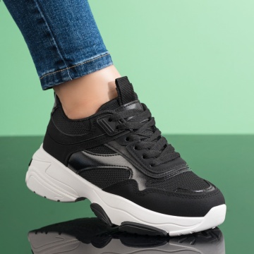 Pantofi sport dama cu talpa groasa negri ZLZ08643, 2, elaza.ro