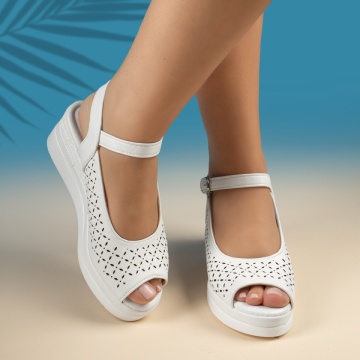 Sandale dama cu platforma albe ZLZ13876, 1, elaza.ro