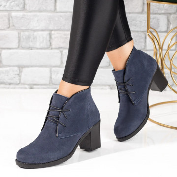 Botine dama cu siret elastic albastre suede din Piele naturala ZLZ10378, 2, elaza.ro
