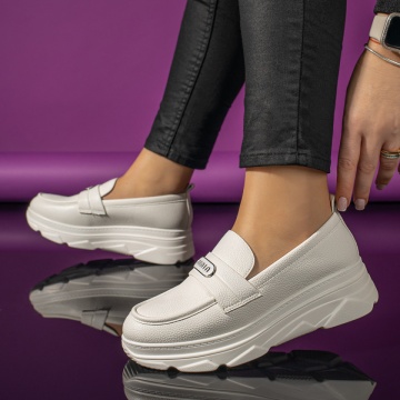Pantofi casual dama albi cu talpa groasa ZLZ10968, 2, elaza.ro