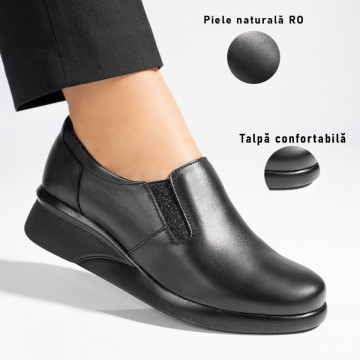 Pantofi casual dama cu platforma negri din Piele naturala ZLZ11279, 1, elaza.ro
