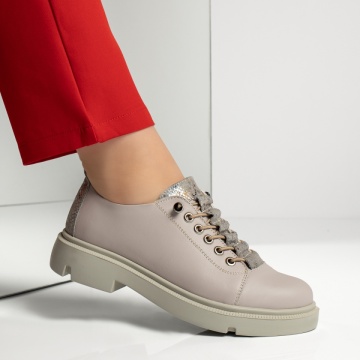 Pantofi casual dama cu siret elastic mov deschis din Piele naturala ZLZ13150, 1, elaza.ro