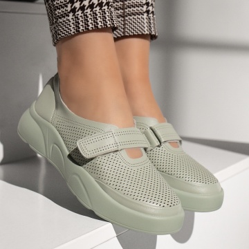 Pantofi casual dama cu talpa groasa si inchidere cu scai verzi ZLZ13379, 2, elaza.ro