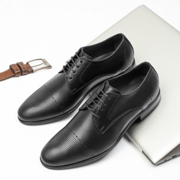 Pantofi eleganti barbati negri cu perforatii din Piele naturala ZLZ08769, 3, elaza.ro