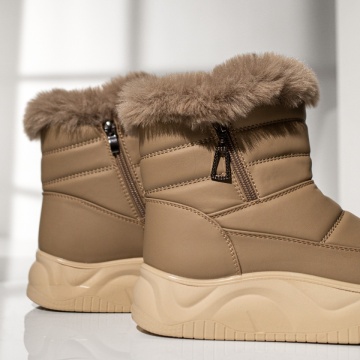 Cizme dama cu talpa groasa si fermoar khaki ZLZ13994, 2, elaza.ro