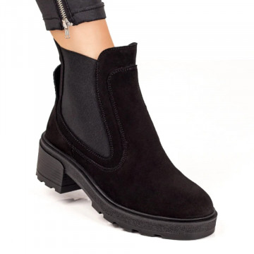 Ghete dama negre suede cu insertie de material elastic din Piele naturala ZLZ07715, 1, elaza.ro