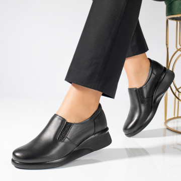 Pantofi casual dama cu platforma negri din Piele naturala ZLZ11279, 2, elaza.ro