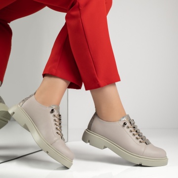 Pantofi casual dama cu siret elastic mov deschis din Piele naturala ZLZ13150, 2, elaza.ro