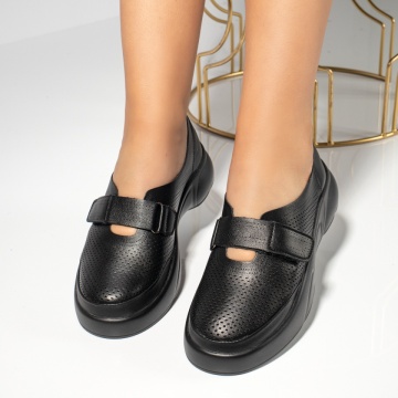 Pantofi casual dama cu talpa groasa si inchidere cu scai negri ZLZ13379, 1, elaza.ro