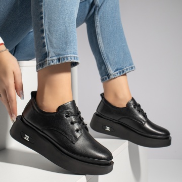 Pantofi casual dama negri din Piele naturala ZLZ10461, 3, elaza.ro