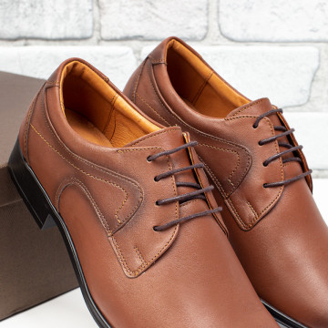 Pantofi eleganti barbati maro din Piele naturala ZLZ03547, 3, elaza.ro