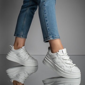 Pantofi sport albi dama cu talpa groasa ZLZ11667, 1, elaza.ro