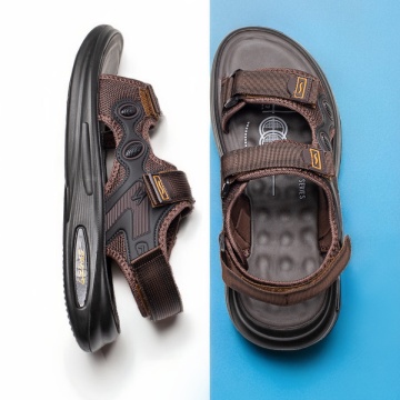 Sandale barbati din material textil si inchidere cu scai maro ZLZ11592, 1, elaza.ro