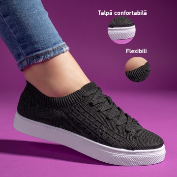 Tenisi dama din material textil negri ZLZ11098, 1, elaza.ro
