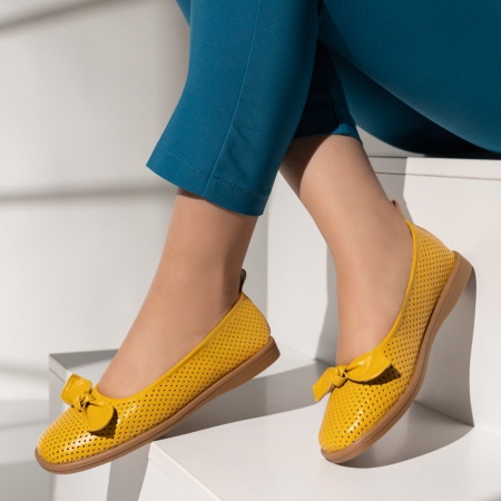 Balerini dama cu fundita galbeni MOD14295, 2, modlet.ro